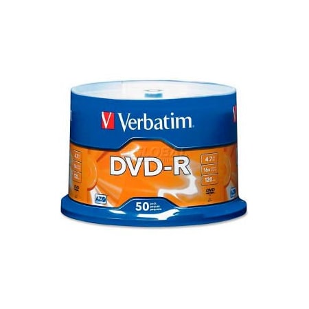 Verbatim Americas Verbatim DVD-R, 95101, 16X Speed, 4.7GB, For Recoreders/Drives, Branded, 50/Pk 95101